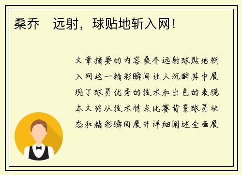 桑乔⚡远射，球贴地斩入网！